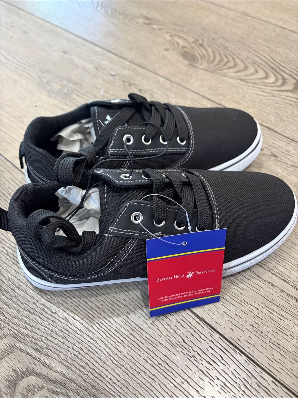 Beverly Hills Polo Club Black and White Lace-Up Canvas Sneakers